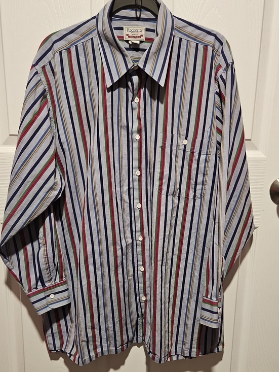 Rochester Other - Vintage 90s Rochester Men's Multicolor Vertical Stripe Dress Shirt